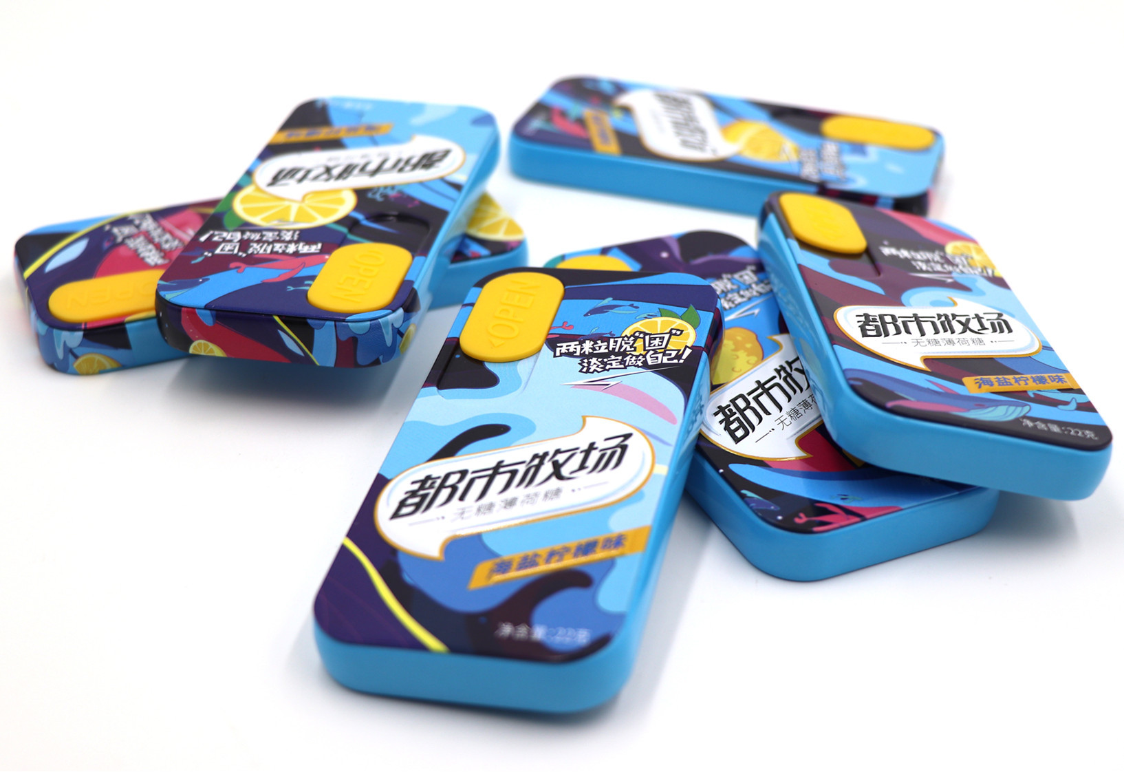 Sea Salt Lemon Flavor Sugar Free Mint Candy In Colorful Metal Case