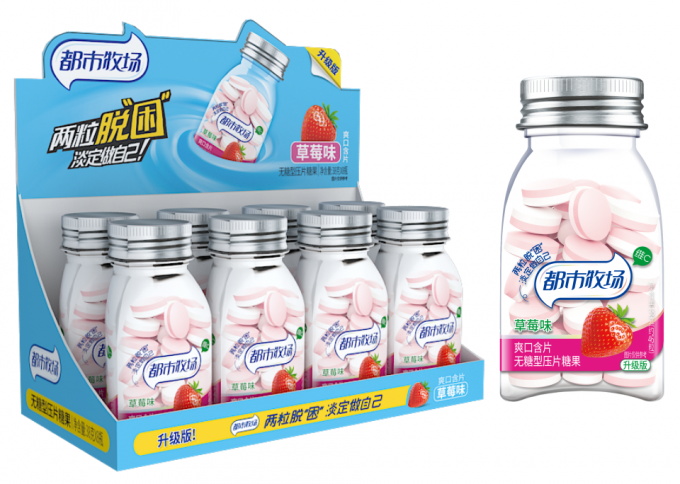 Cooling Strawberry 38g Plastic Bottle Pack Vitamin C Sugar Free Mint Candy/HACCP, ISO