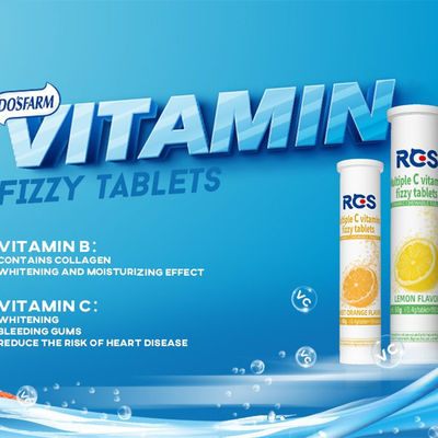 Vitamin C Dietary Supplement Tablets Orange And Lemon Flavors