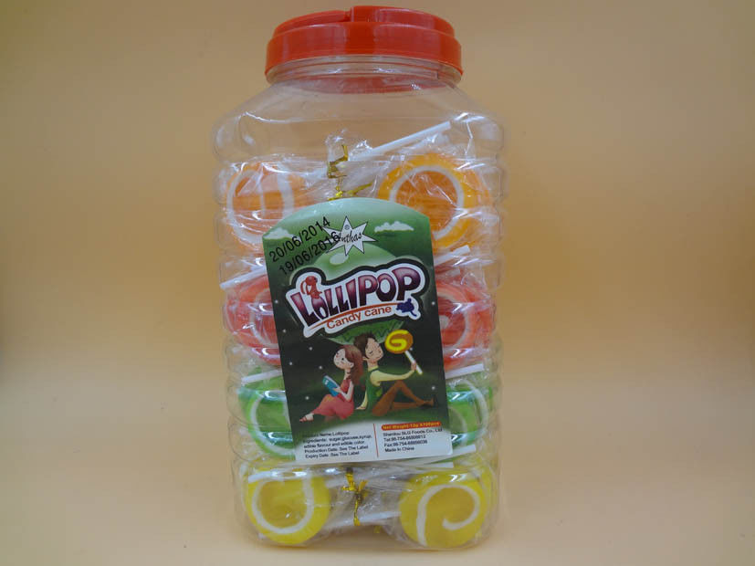 Low cal Round shape lollipop packed in jar / Assorted fruit flavor lollipop for children with cheap price