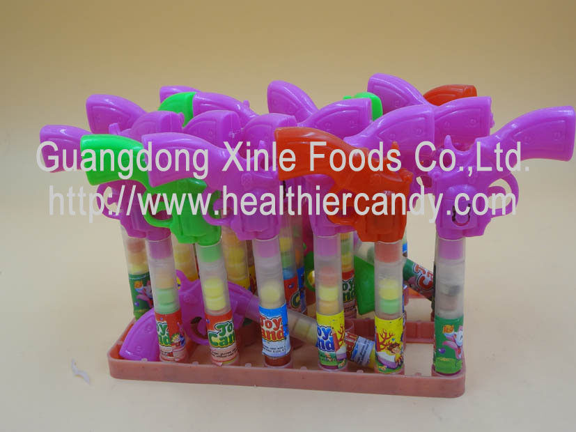 Multi Color Gun Toy Candies / Tablet Candy With Sugar Particle Texture