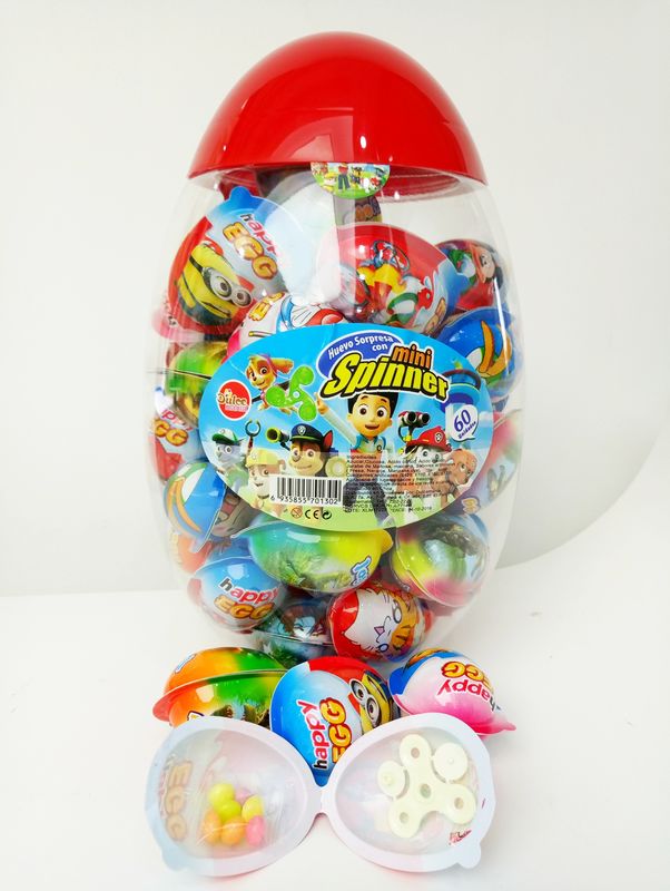 Toy Egg Candy Happy Egg Multi Fruit Flavor Candy Jelly bean With Lovely Mini Spinner Toy candy