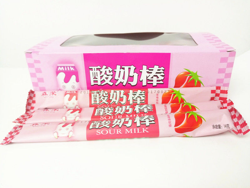 Strawberry Flavor Yogurt Sticks Candy / Fruit Chewy Candy Sweet And Sour
