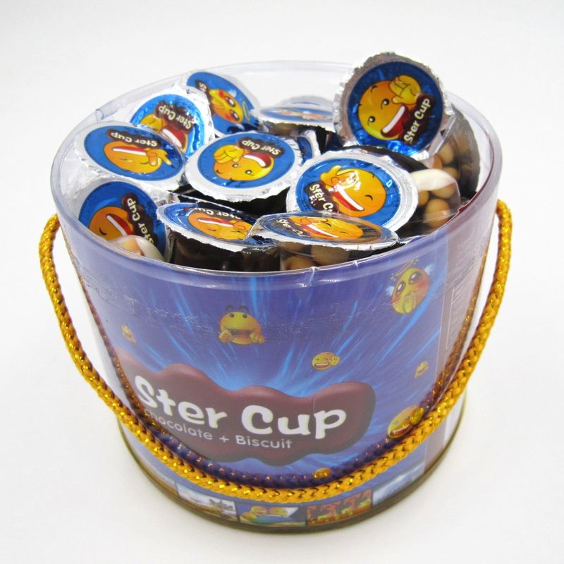 4g Star cup Chocolate snack in PVC Jar Sweety Chocolate With Crispy Cookie