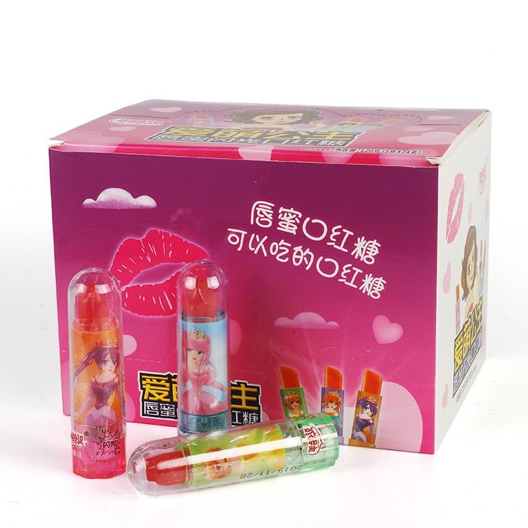 Fruity Sugarless Confectionery Lipstick Candy With Flashlight Novelty