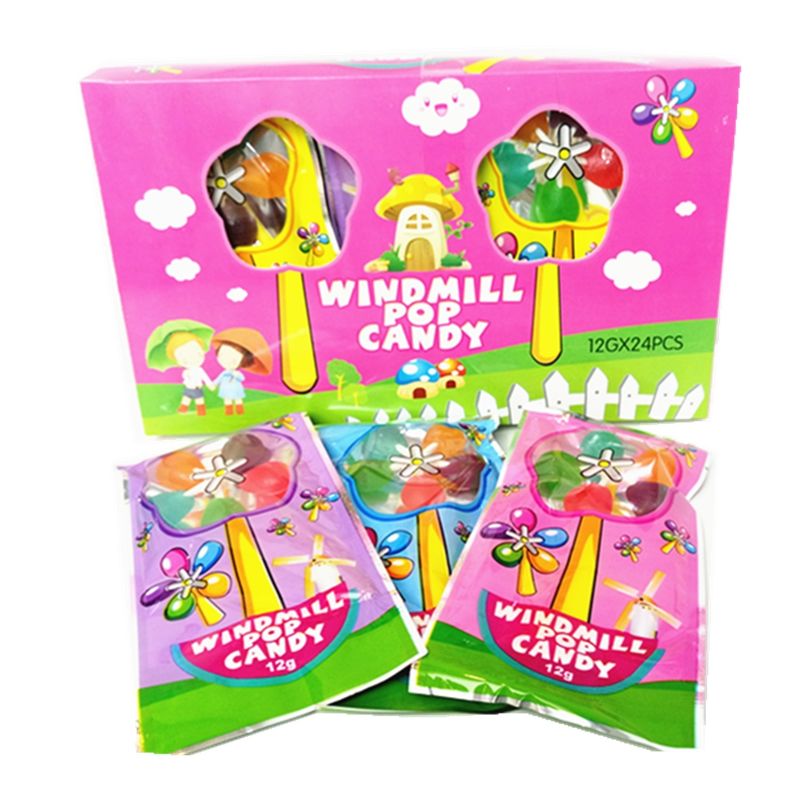 10g Windmill Shape Lolipop Candy Colorful Assorted Fruit Flavor Hard Candy