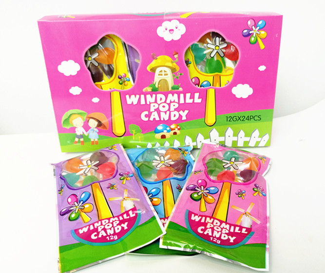 Windmill Shape Lollipop Multi fruit flavor Hard Candy Sticks Funny And
