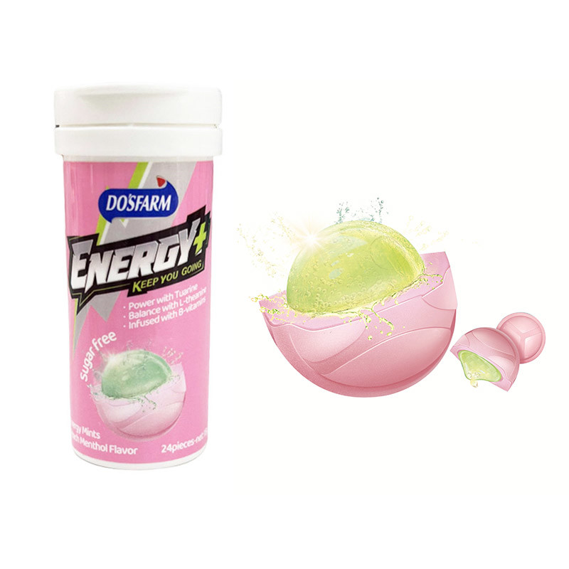 In Peah Mints Peach Menthol Flavor Center Filled Energy Mints With Candy Shape OEM ...