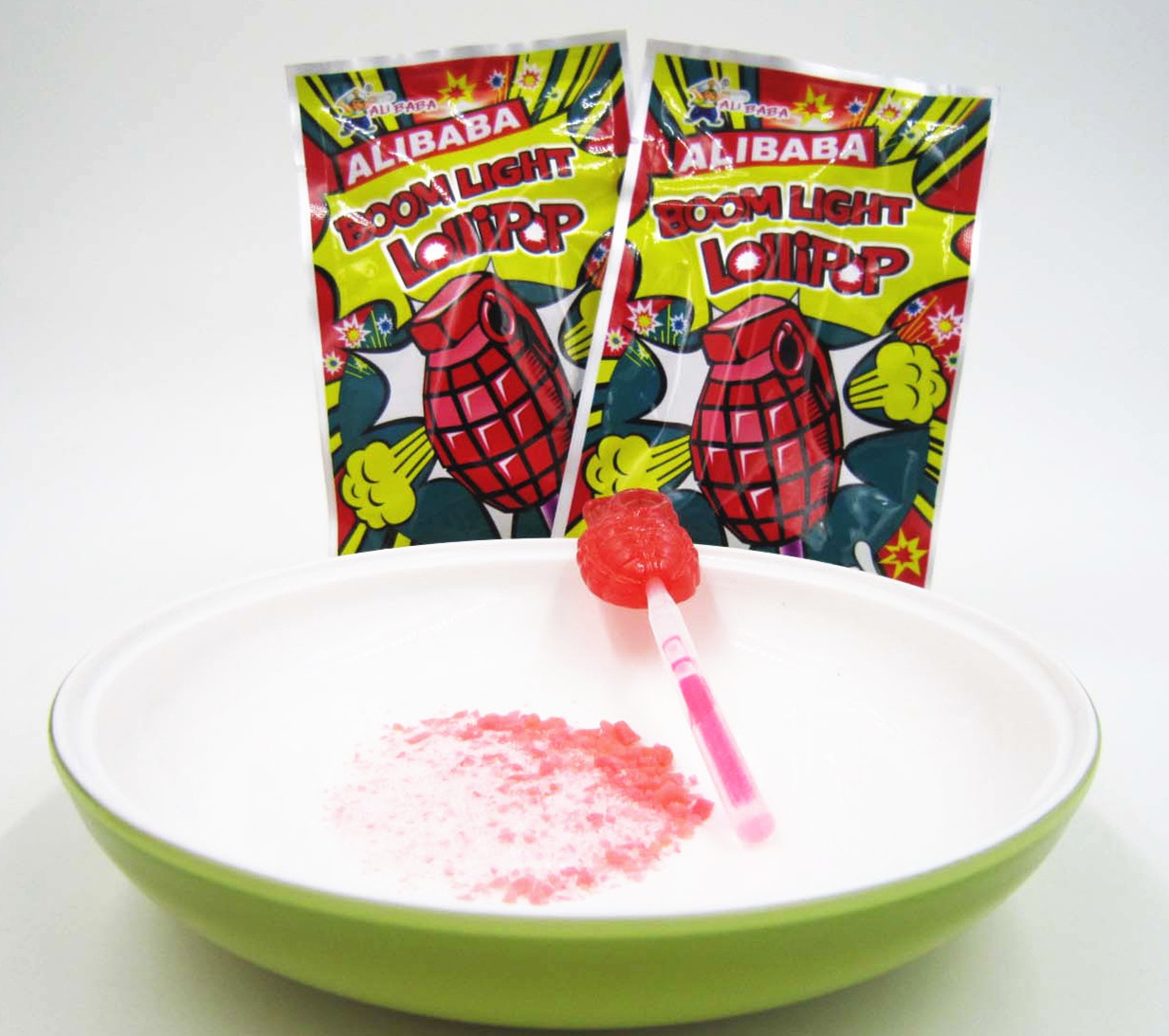 Grenade Shape Healthy Lollipop With Poping Candy / Low Calorie Hard Candy