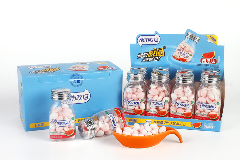 Fresh Breath Watermelon Sugar Free Mint Candy In Plastic Bottle