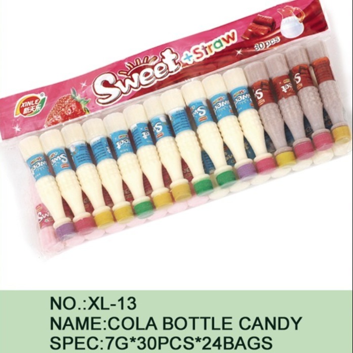 7g*30pcs Sweet and Sour Straw Bottle Cola flavor Sugar Powder Candy